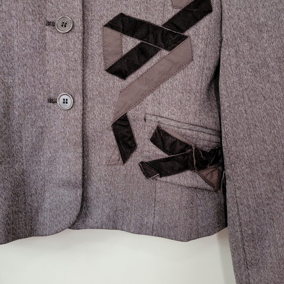 BCBGMaxAzria | Brown Ribbon Detail Blazer Size Small - Picture 2 of 6